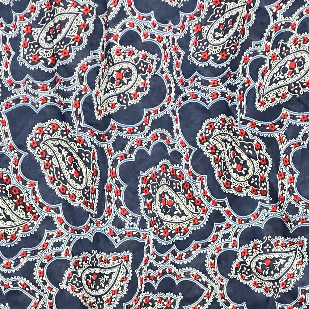 Talbots Paisley Top Plus size 3x Blue Ruffle Trip Popover Lightweight - Picture 8 of 9